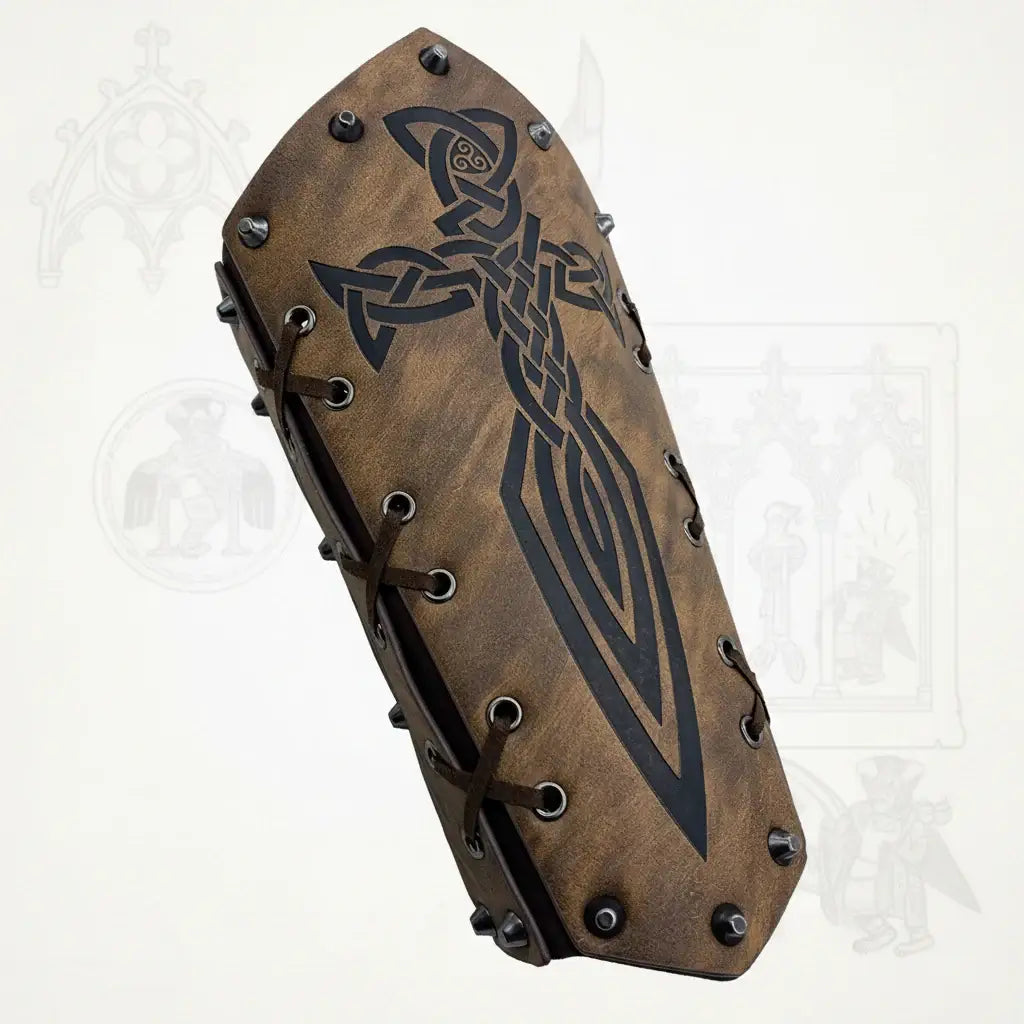 Medieval Embossed Arm Bracers PU Leather Knight Viking Cosplay Gauntlets Costume Props