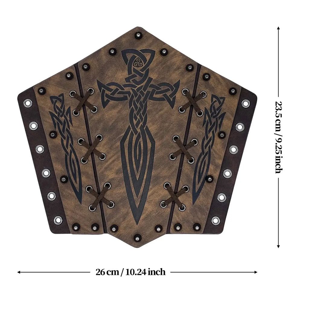 Medieval Embossed Arm Bracers PU Leather Knight Viking Cosplay Gauntlets Costume Props