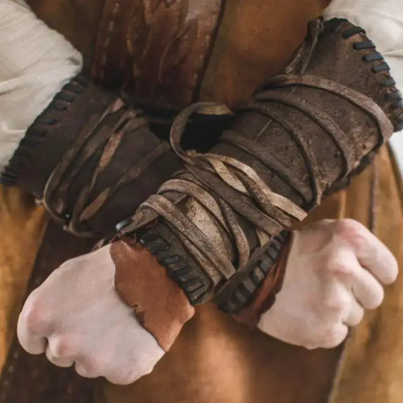 Medieval Leather Arm Guards Viking Bracers Costume Wrist Armor for Renaissance Faire