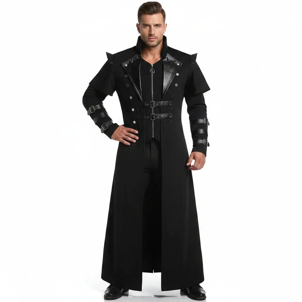 Medieval Viking Wear Gothic Steampunk Assassin Long Coat Pirate Armor Leather Costume Jacket