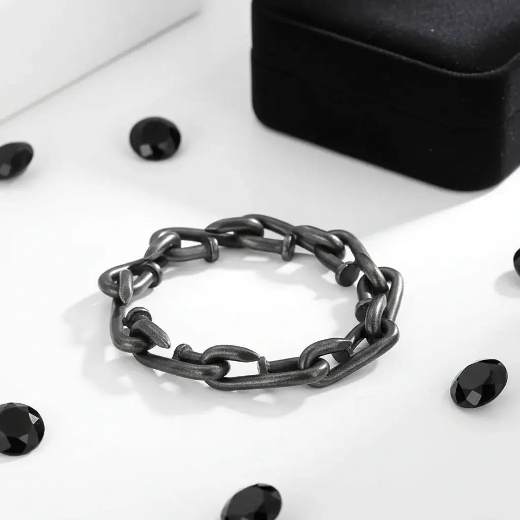 Men’s Nail Hook Bracelet – Vintage Punk Chain Bracelet, Titanium Steel Interlocking Cuff