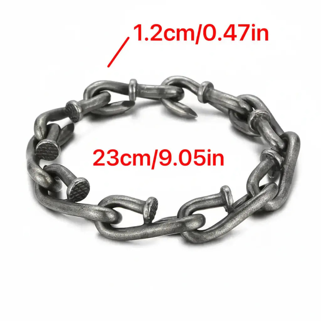 Men’s Nail Hook Bracelet – Vintage Punk Chain Bracelet, Titanium Steel Interlocking Cuff