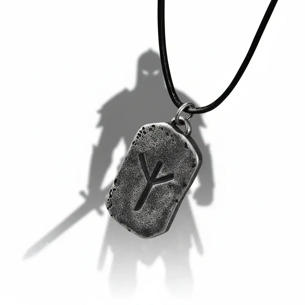 Men’s Viking Rune Protection Necklace Stainless Steel Elder Futhark Nordic Strength Pendant for Men