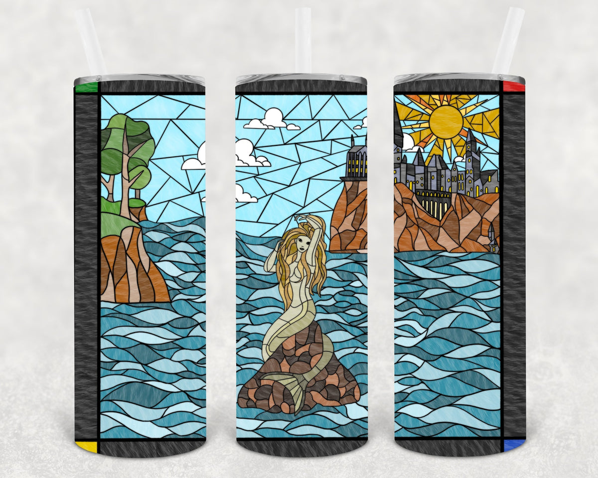Mermaid Stained Glass 20 oz Skinny Tumbler | Tumbler | Wiccan Center