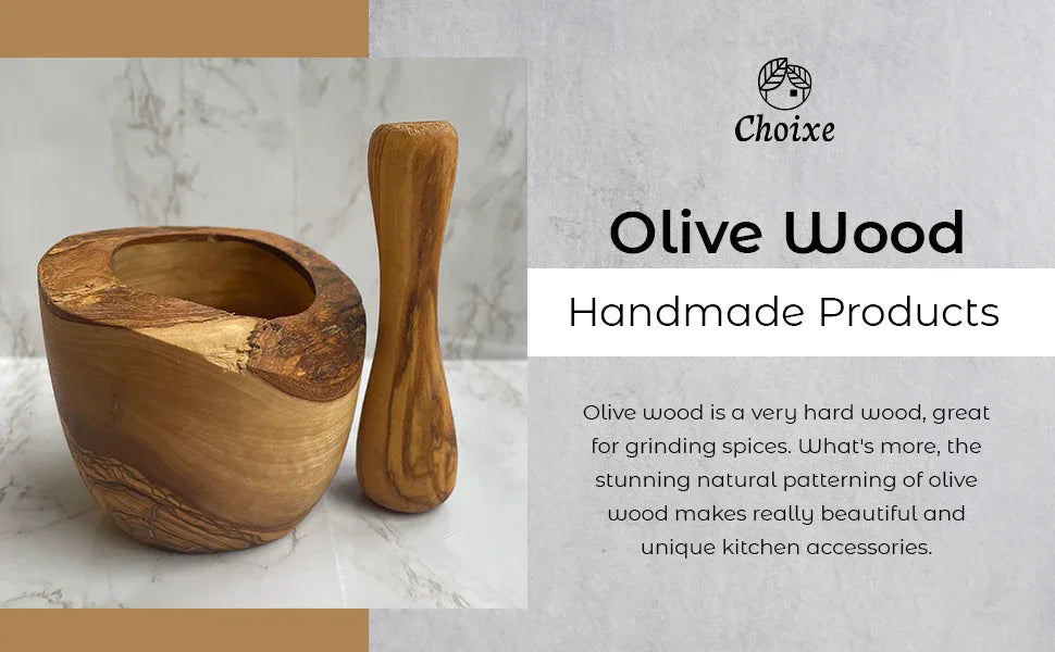 Olive Wood Rustic Mortar and Pestle | Kitchen | Wiccan Center