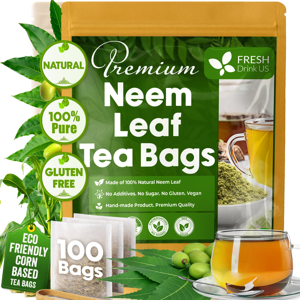Neem Leaf Tea Bags, 100% Natural and Pure from Neem Leaves. Loose Leaf Neem Herbal Tea. Neem Leaf Tea. No Sugar, No Caffeine, No Gluten, Vegan. | Tea | Wiccan Center