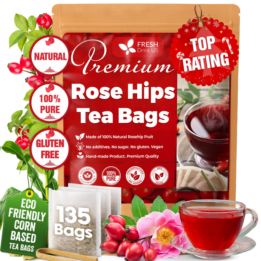 Premium Rosehip Tea Bags, 100% Natural & Pure from Rose Hip Fruits. | Tea | Wiccan Center