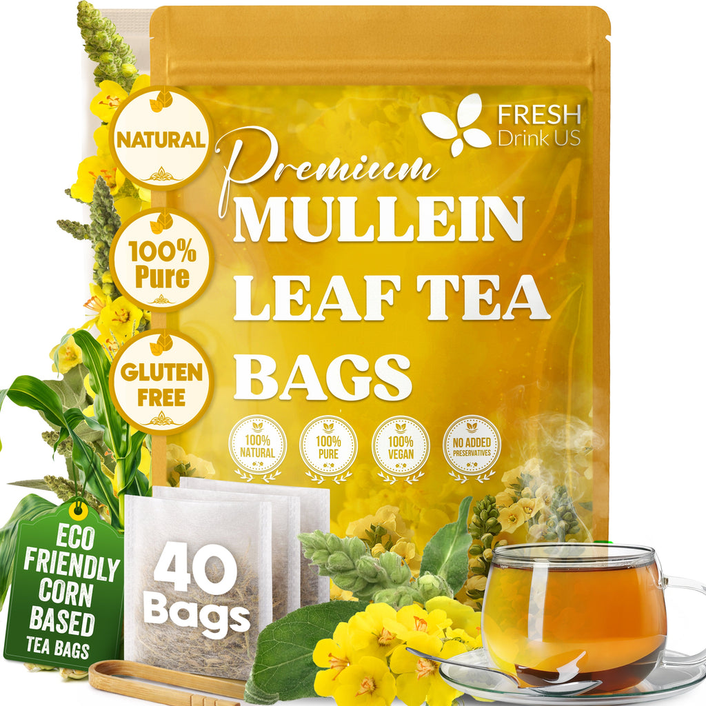 Mullein Leaf Tea Bags, 100% Natural & Pure from Mullein Leaves. Loose Leaf Mullein Herbal Tea. Made with Natural Material Tea Bags. No Sugar, No Caffeine, No Gluten, Vegan. | Tea | Wiccan Center