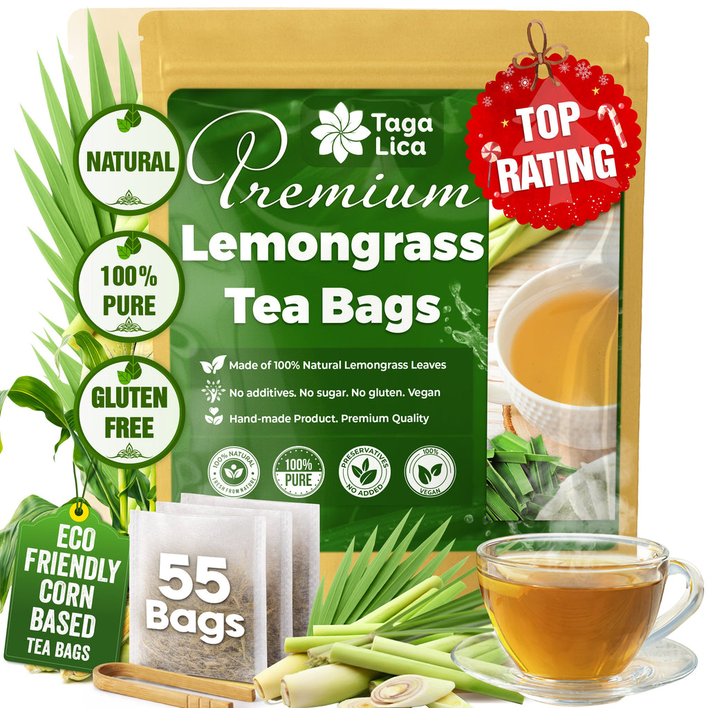 Lemongrass Tea Bags, 100% Natural & Pure Lemongrass leaves, Eco-Conscious Tea Bags, Lemongrass Herbal Tea. Lemongrass Leaf Tea. No Sugar, No Caffeine, No Gluten, Vegan. | Tea | Wiccan Center