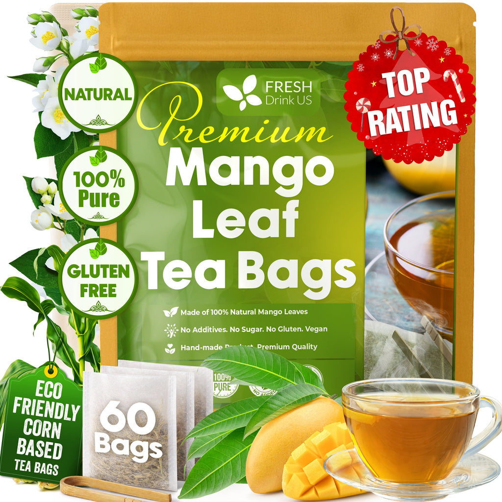 Mango Leaf, Whole Dried Leaves, Tea Bags, Powder, 100% Natural & Pure from Mango Leaves. Mango Dried Leaves. Loose Leaf Mango Herbal Tea. Mango Leaf Tea. No Sugar, No Caffeine, No Gluten, Vegan. | Tea | Wiccan Center