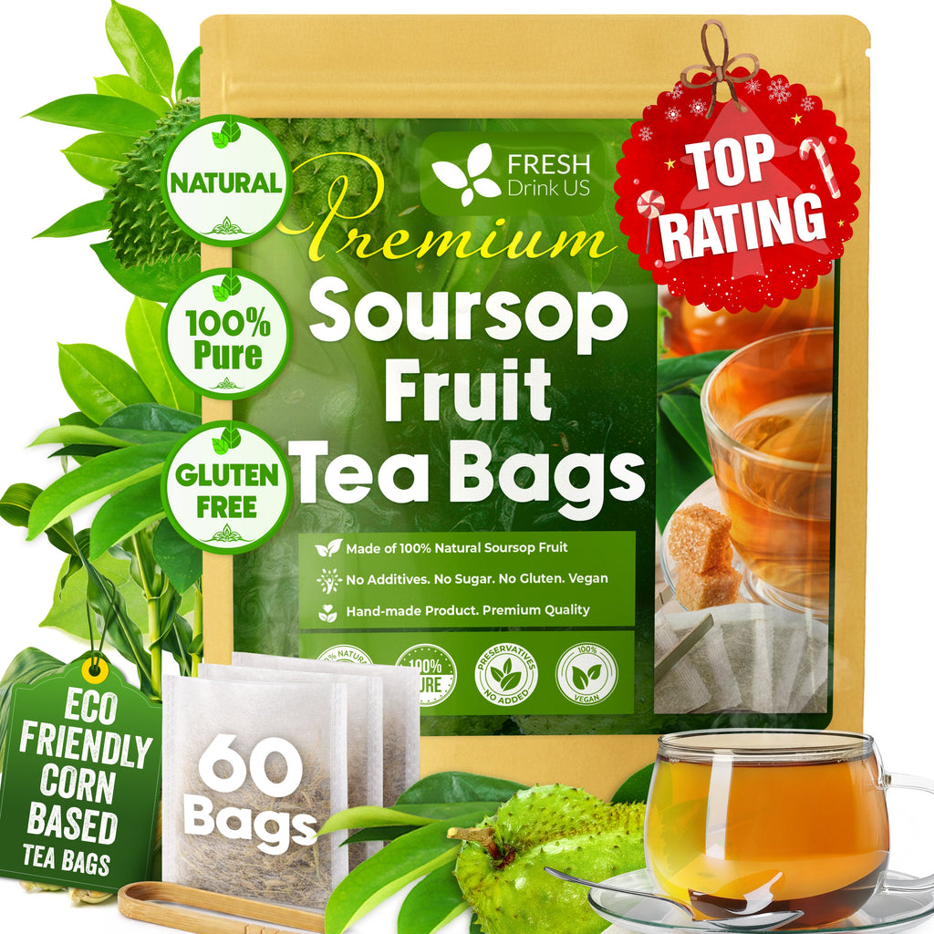 Premium Soursop Graviola Fruit Tea Bags, Tea Powder, 100% Natural and Pure from Soursop Fruits, Handmade, Made With Natural Materials-Corn Fiber Tea Bag, Sugar/Caffeine/Gluten Free, Hoja Guanabana Tea | Tea | Wiccan Center