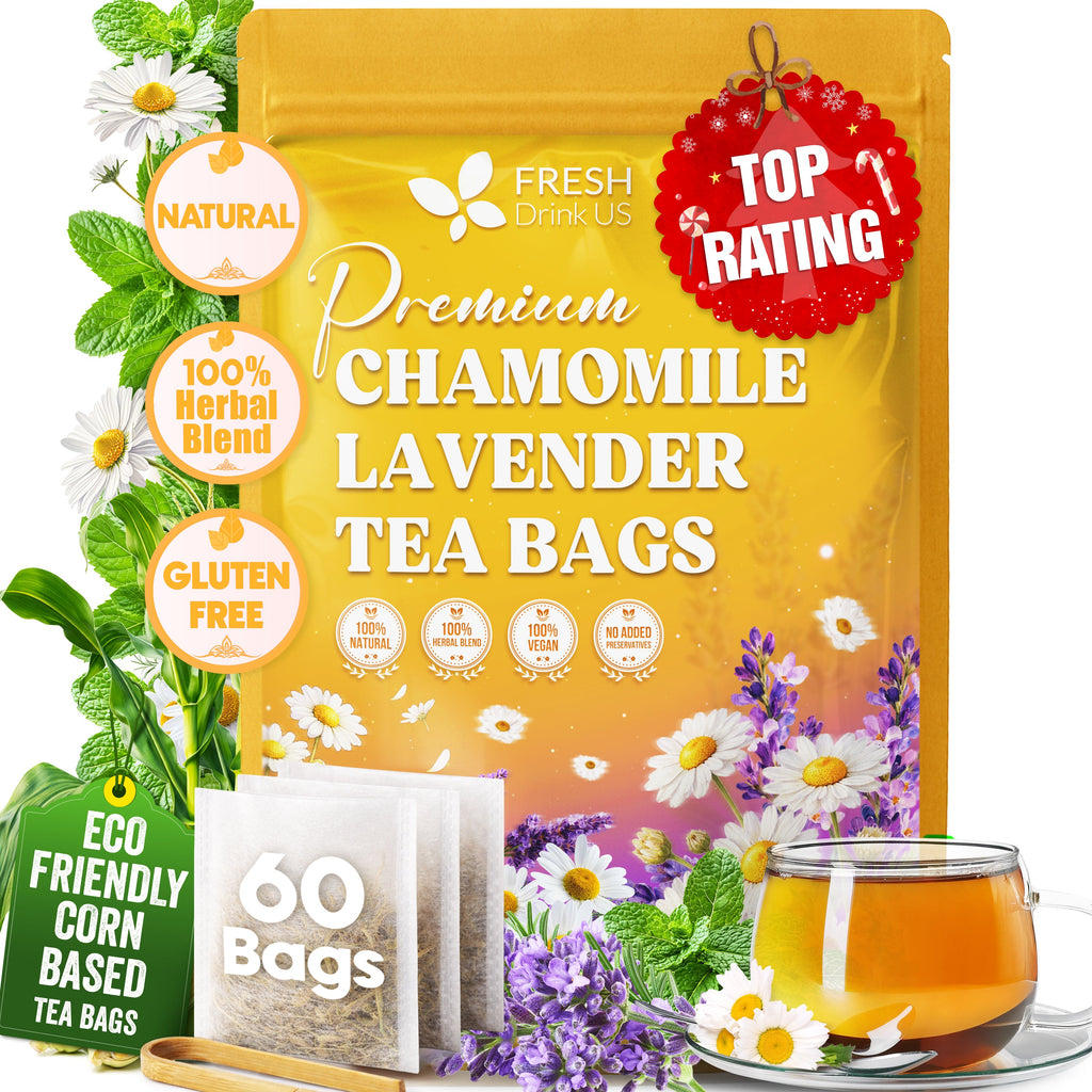 Premium Chamomile Lavender Tea Bags, Eco-conscious Tea Bags. No Sugar, No Caffeine, No Gluten, Vegan. | Tea | Wiccan Center