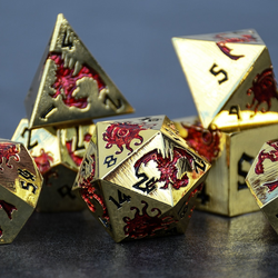 Monster Manual Dice - Gold and Red | Metal | Wiccan Center