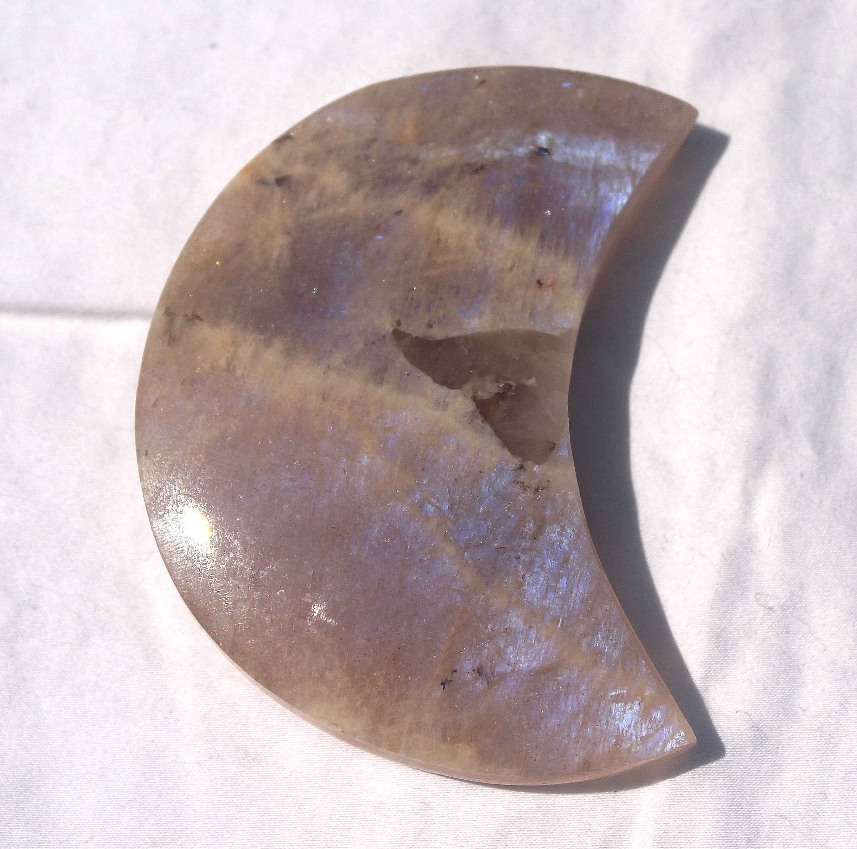 Moonstone Crescent Moon Carving – Intuition, New Beginnings & Emotional Balance | | Wiccan Center