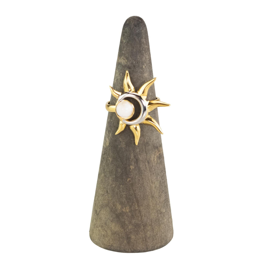 Golden Sun & Pearl Adjustable Ring | | Wiccan Center