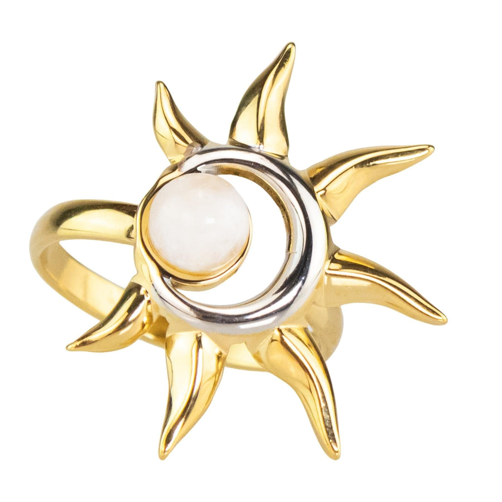 Golden Sun & Pearl Adjustable Ring | | Wiccan Center