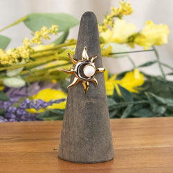 Golden Sun & Pearl Adjustable Ring | | Wiccan Center