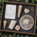 Moonstone Crystal Gift Set For Emotional Support and Protection, Real Polished Gemstones. | Merkaba & Platonic Solids | Wiccan Center