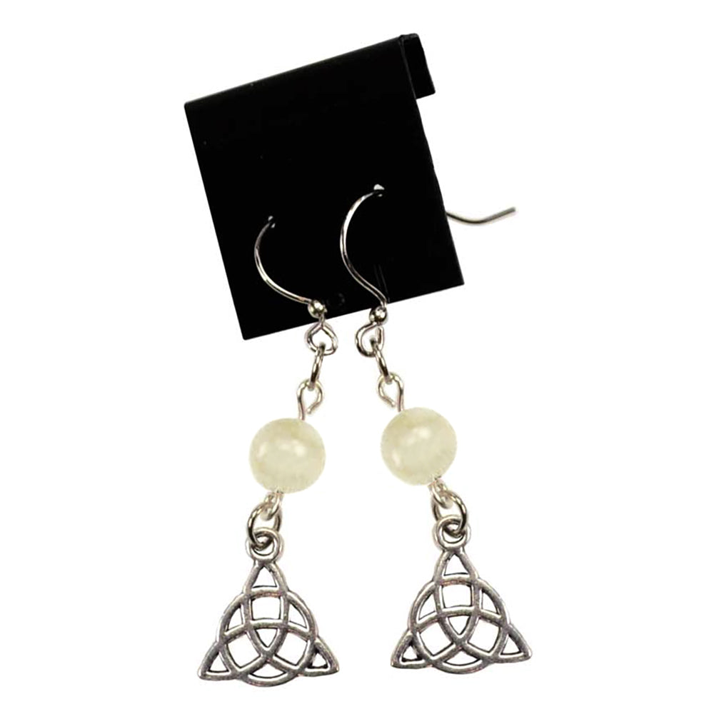Moonstone Triquetra Earrings | Earring | Wiccan Center