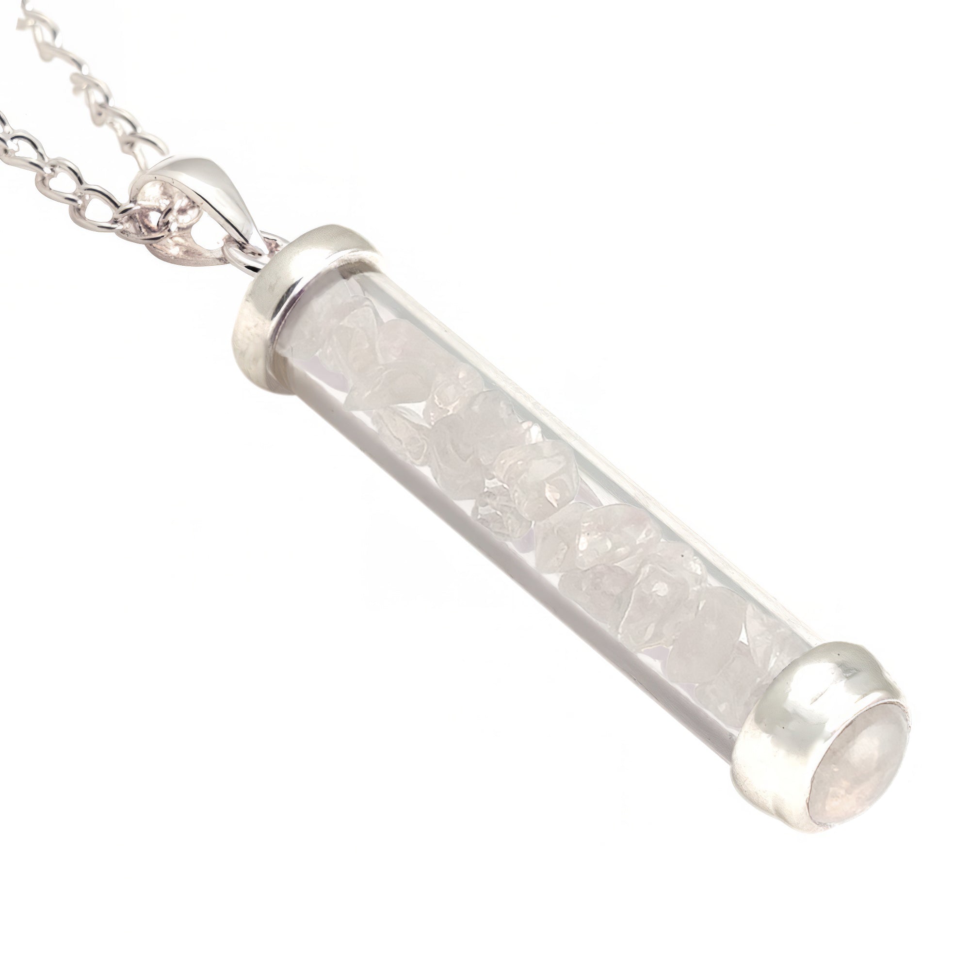 Rainbow Moonstone Gem Power Vial Pendant for Intuition | Gem Power Vials | Wiccan Center