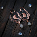 Moonstone Moon Leaf Earrings | earrings | Wiccan Center