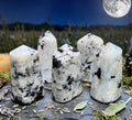 Rainbow Moonstone Point Tower Carving Gemstone Statue Home Decor Supply | Home & Living > Home Decor > Home Accents > Rocks & Geodes | Wiccan Center