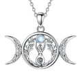 Moonstone Triple Moon Goddess Sterling Silver Necklace | 925 sterling silver | Wiccan Center