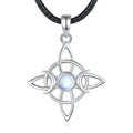 Moonstone Triple Moon Knot Sterling Silver Necklace | 925 sterling silver | Wiccan Center