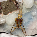 Moss Agate Guitar Wire Wrap Pendant 4 Inch