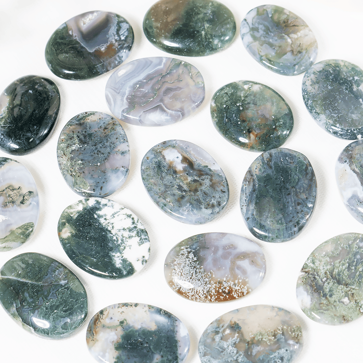 Moss Agate Pocket Stones (Trust and Self-Discipline)
