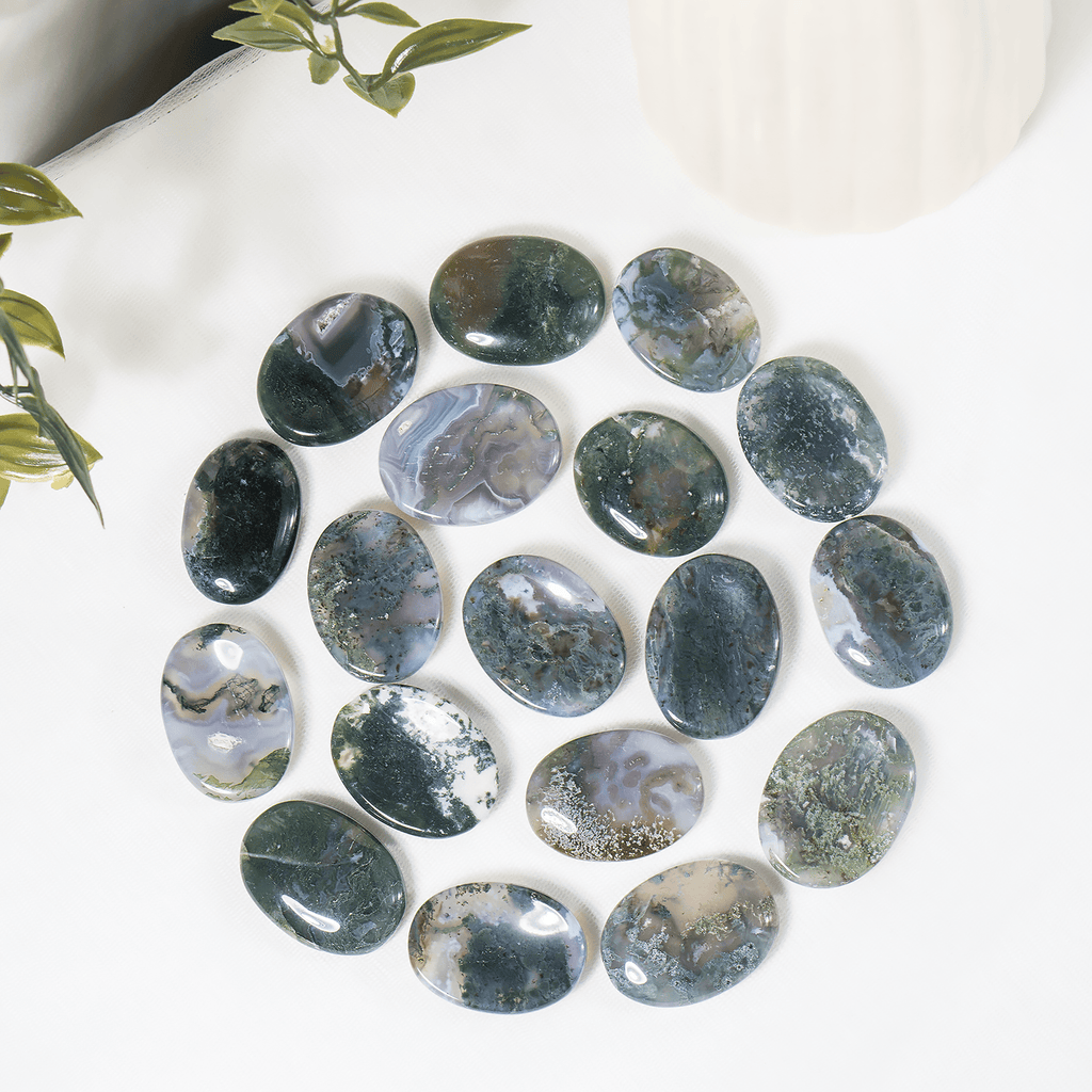 Moss Agate Pocket Stones (Trust and Self-Discipline)