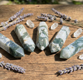 Large Moss Agate Double Point Crystal Carving | Home & Living > Home Decor > Home Accents > Rocks & Geodes | Wiccan Center