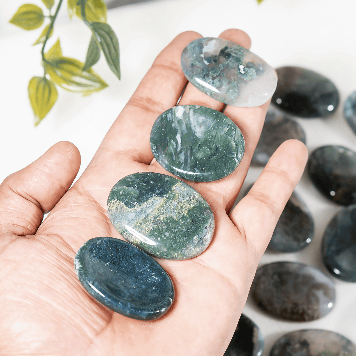 Moss Agate Pocket Stones (Trust and Self-Discipline)