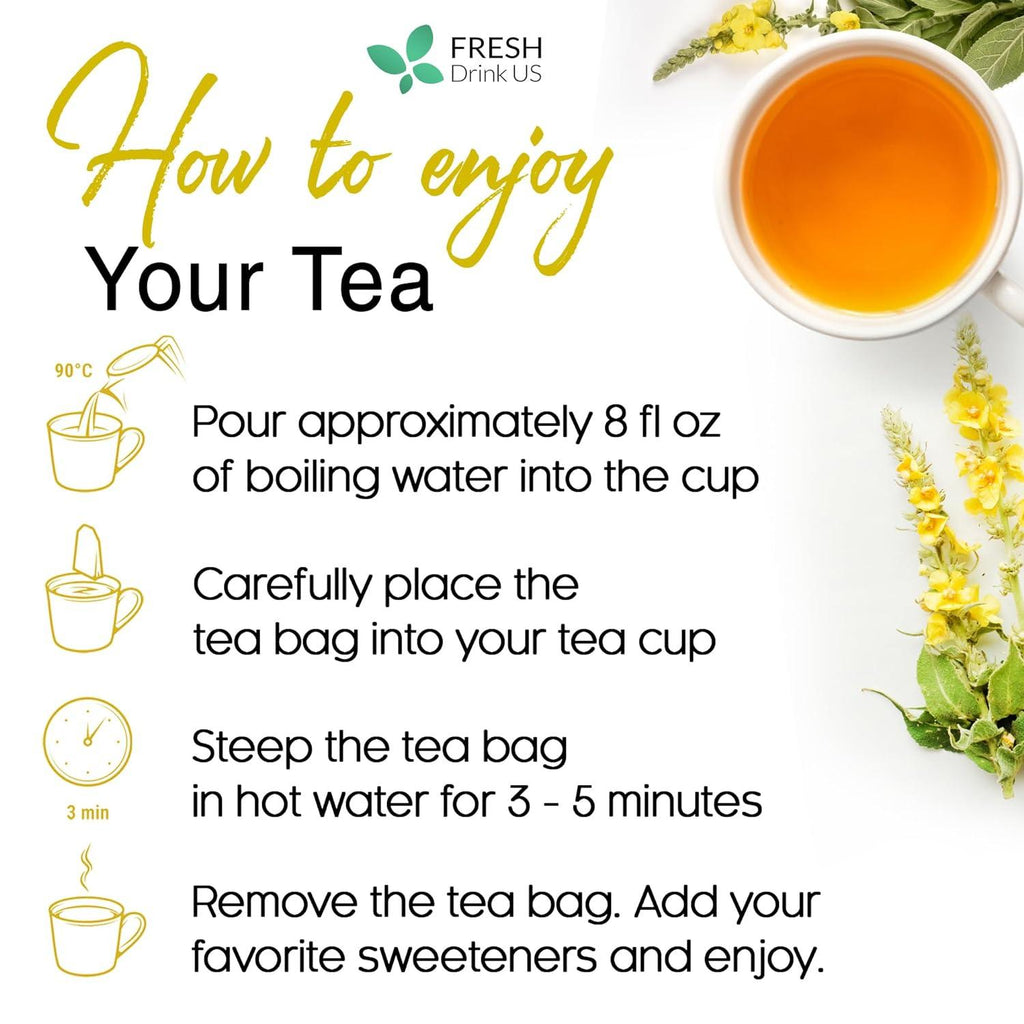 Mullein Leaf Tea Bags, 100% Natural & Pure from Mullein Leaves. Loose Leaf Mullein Herbal Tea. Made with Natural Material Tea Bags. No Sugar, No Caffeine, No Gluten, Vegan. | Tea | Wiccan Center