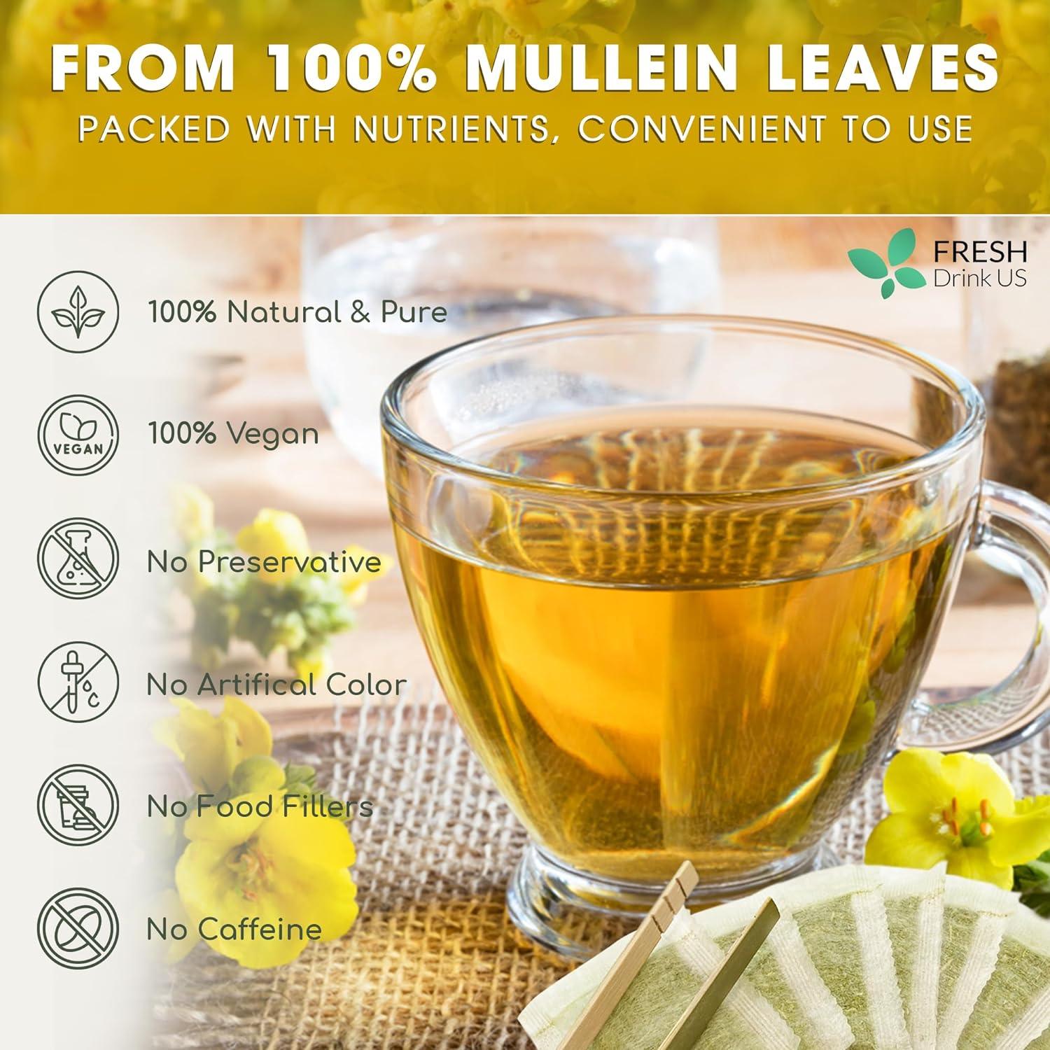 Mullein Leaf Tea Bags, 100% Natural & Pure from Mullein Leaves. Loose Leaf Mullein Herbal Tea. Made with Natural Material Tea Bags. No Sugar, No Caffeine, No Gluten, Vegan. | Tea | Wiccan Center