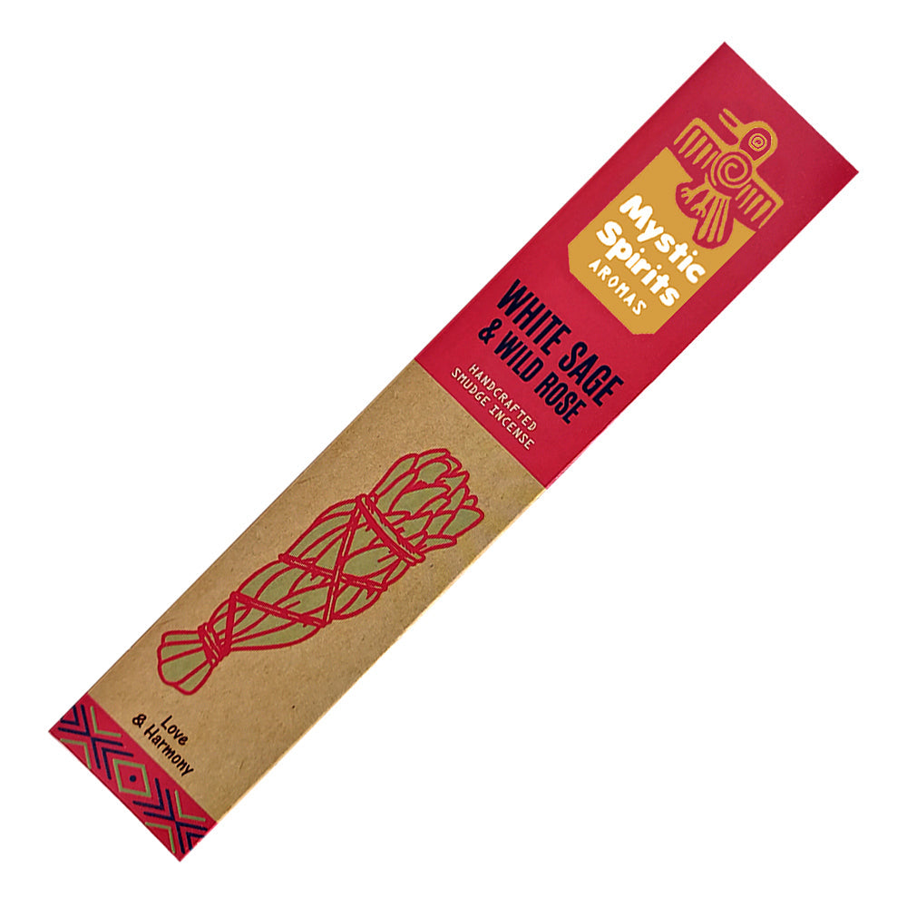 Mystic Spirits Aromas Handcrafted Smudge Incense Sticks - White Sage & Wild Rose | Incense | Wiccan Center