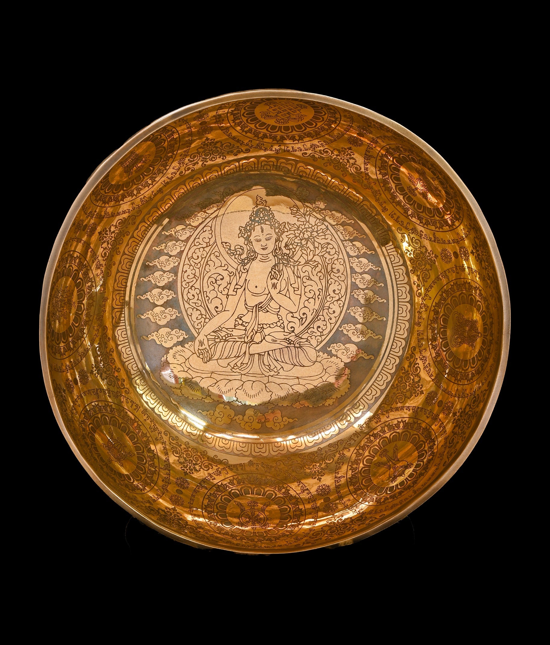 New Etched Jambati White Tara Singing Bowl A2 112Hz 11" N16075 | Tibetan Singing Bowl | Wiccan Center