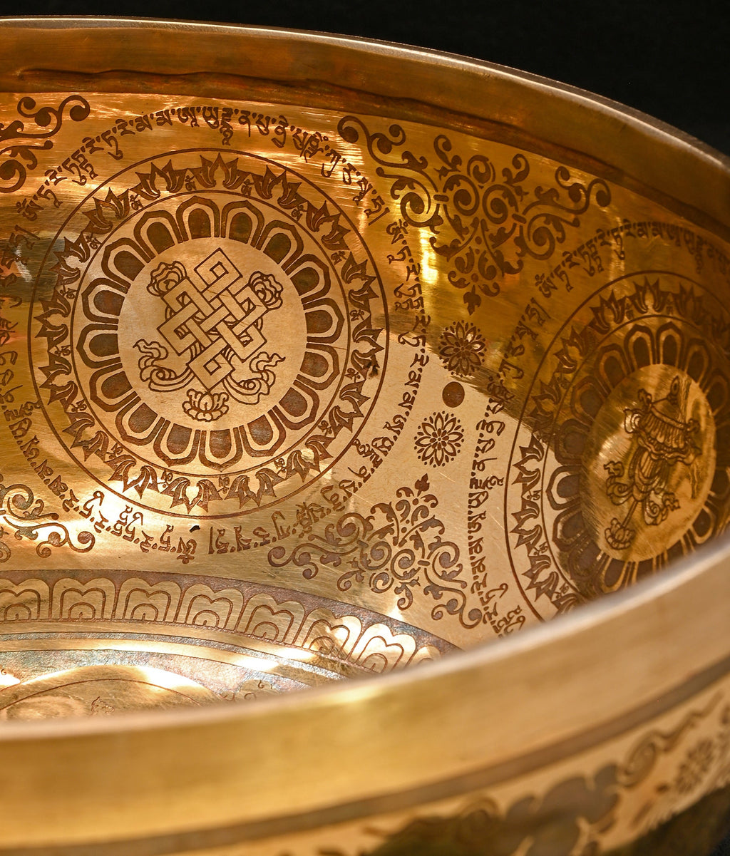 New Etched Jambati White Tara Singing Bowl A2 112Hz 11" N16075 | Tibetan Singing Bowl | Wiccan Center