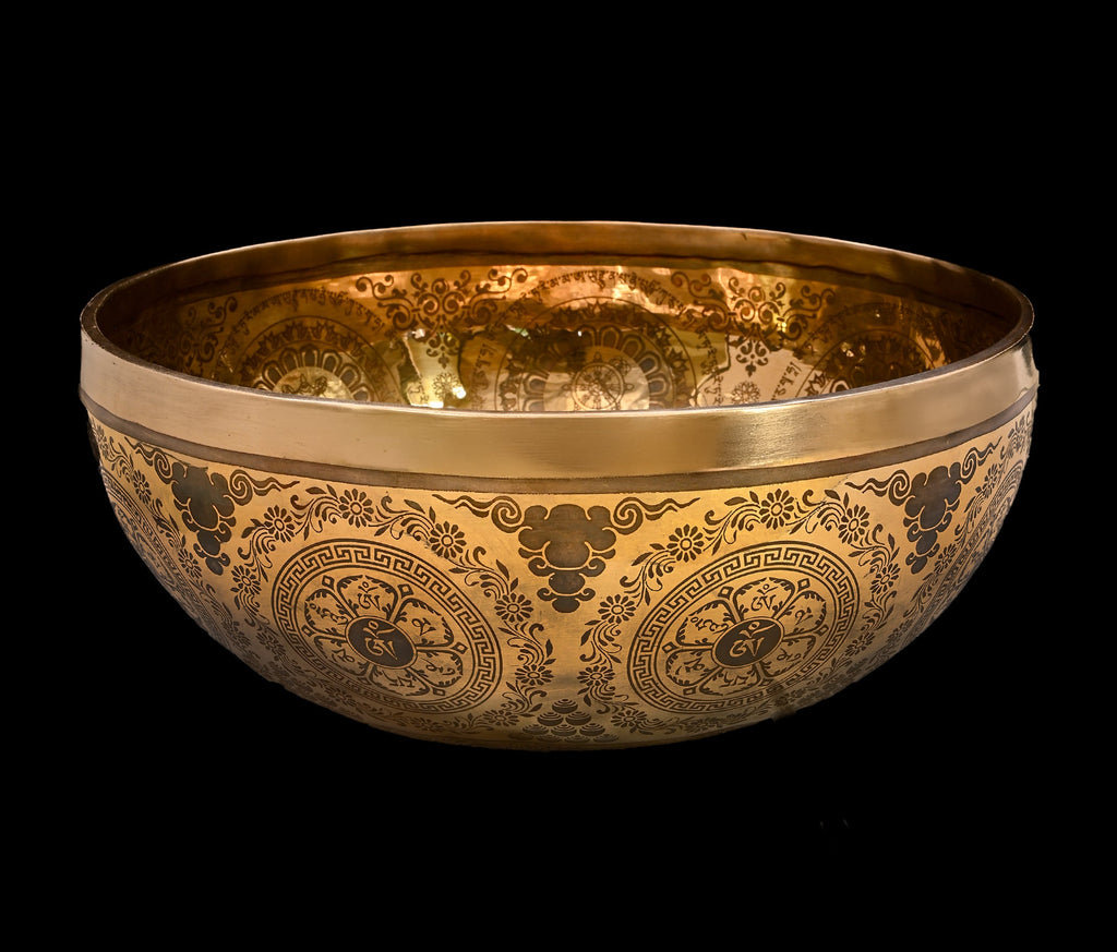 New Etched Jambati White Tara Singing Bowl A2 112Hz 11" N16075 | Tibetan Singing Bowl | Wiccan Center