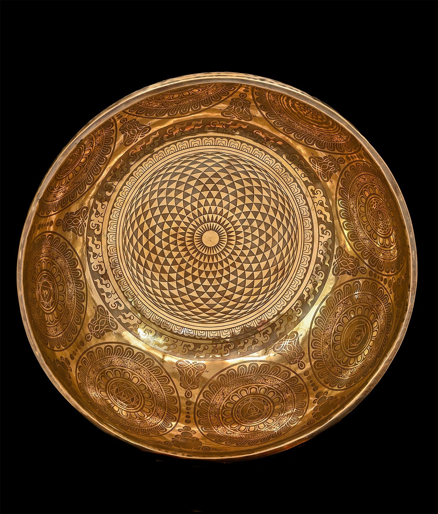 New Etched Jambati Cosmos Jambati Singing Bowl F#2 93Hz 11" N16190 | Tibetan Singing Bowl | Wiccan Center