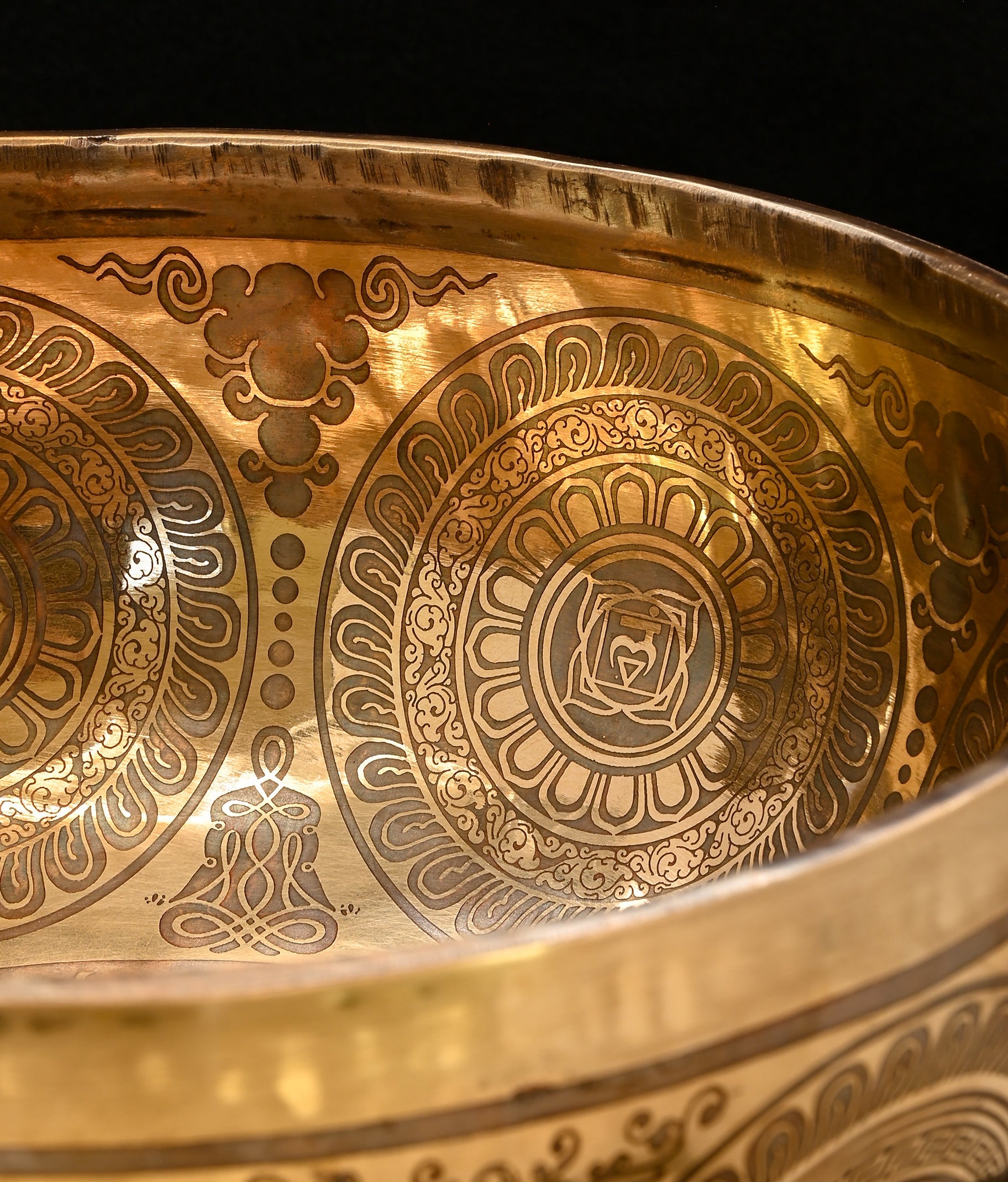 New Etched Jambati Cosmos Jambati Singing Bowl F#2 93Hz 11" N16190 | Tibetan Singing Bowl | Wiccan Center