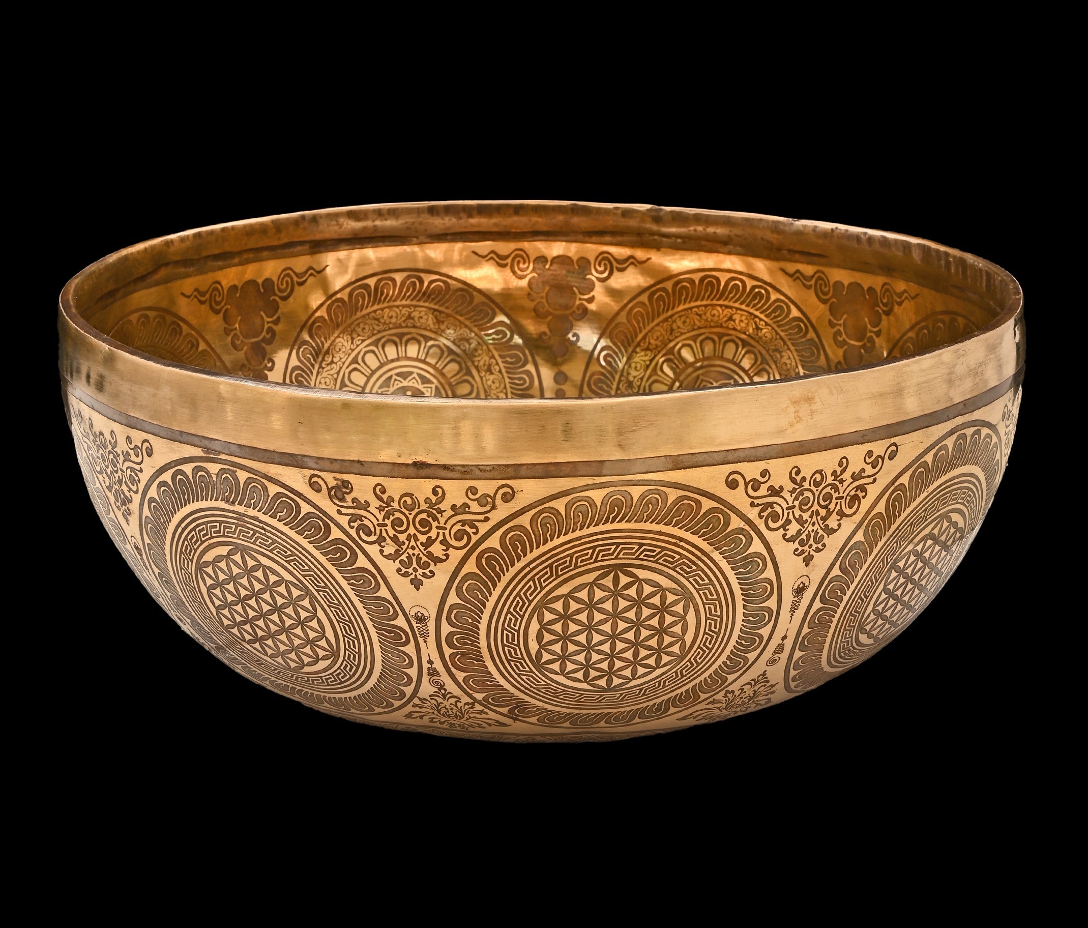 New Etched Jambati Cosmos Jambati Singing Bowl F#2 93Hz 11" N16190 | Tibetan Singing Bowl | Wiccan Center