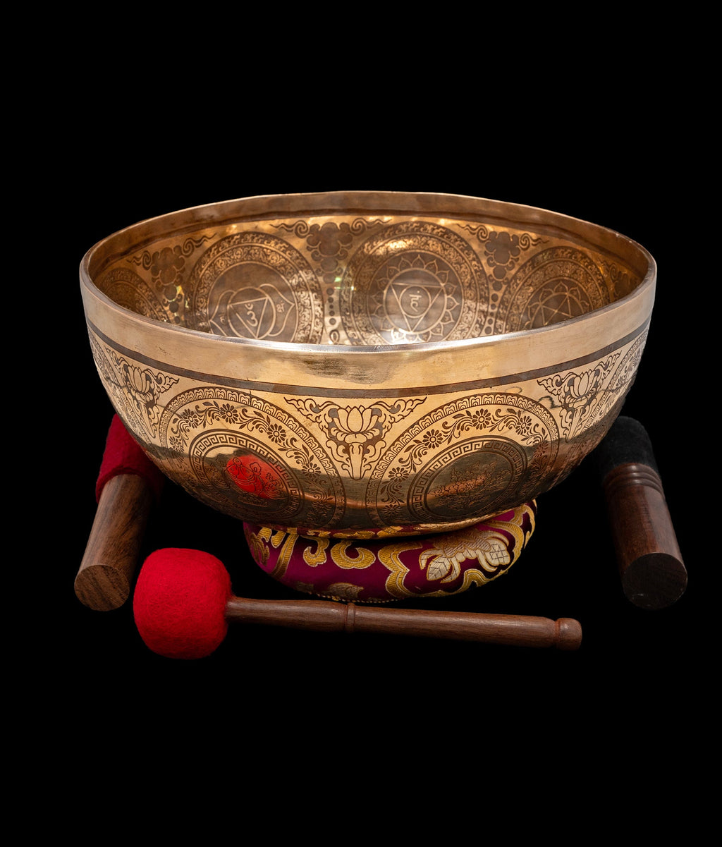 New Etched Jambati Cosmos Singing Bowl G2 98Hz (NCP) 11" N16209 | Tibetan Singing Bowl | Wiccan Center