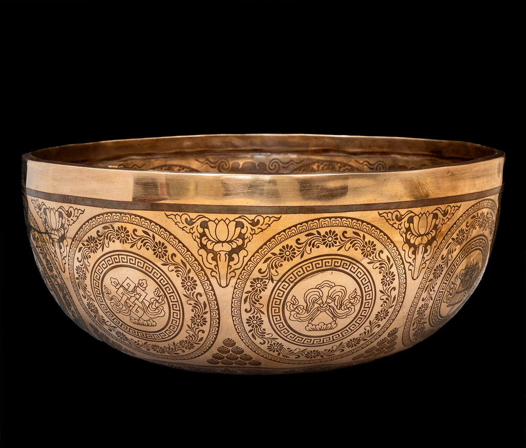 New Etched Jambati Cosmos Singing Bowl G2 98Hz (NCP) 11" N16209 | Tibetan Singing Bowl | Wiccan Center