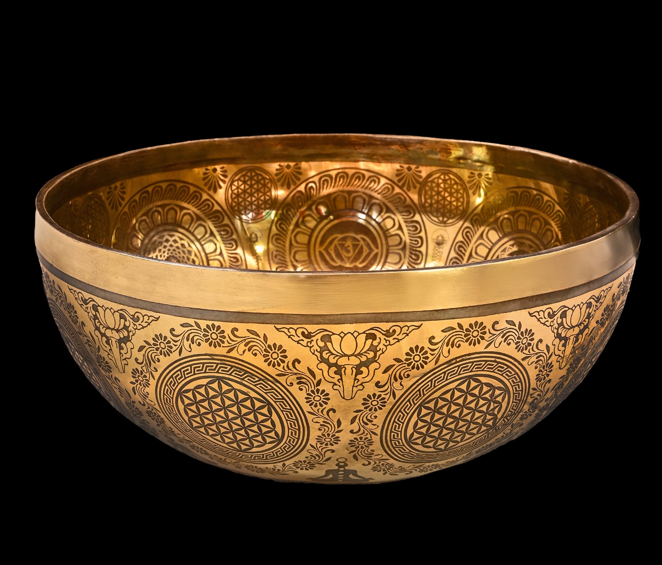 New Etched Jambati Tree of Life Singing Bowl B2 122Hz 10.5" N16221 | Tibetan Singing Bowl | Wiccan Center