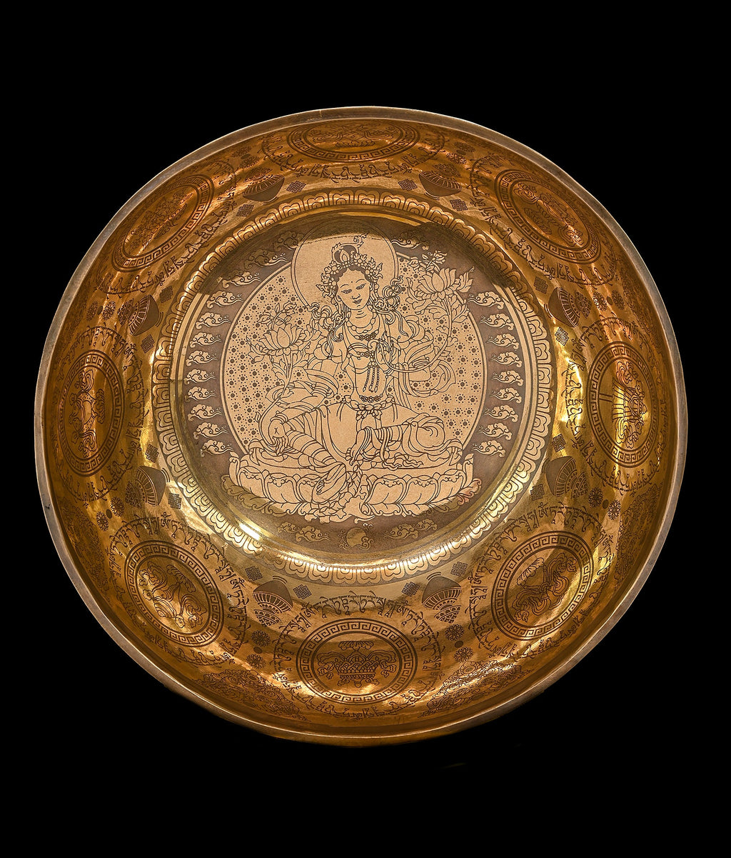 New Etched Jambati Tara Singing Bowl G#3 104Hz (CP) 11 1/4" N16222 | Tibetan Singing Bowl | Wiccan Center