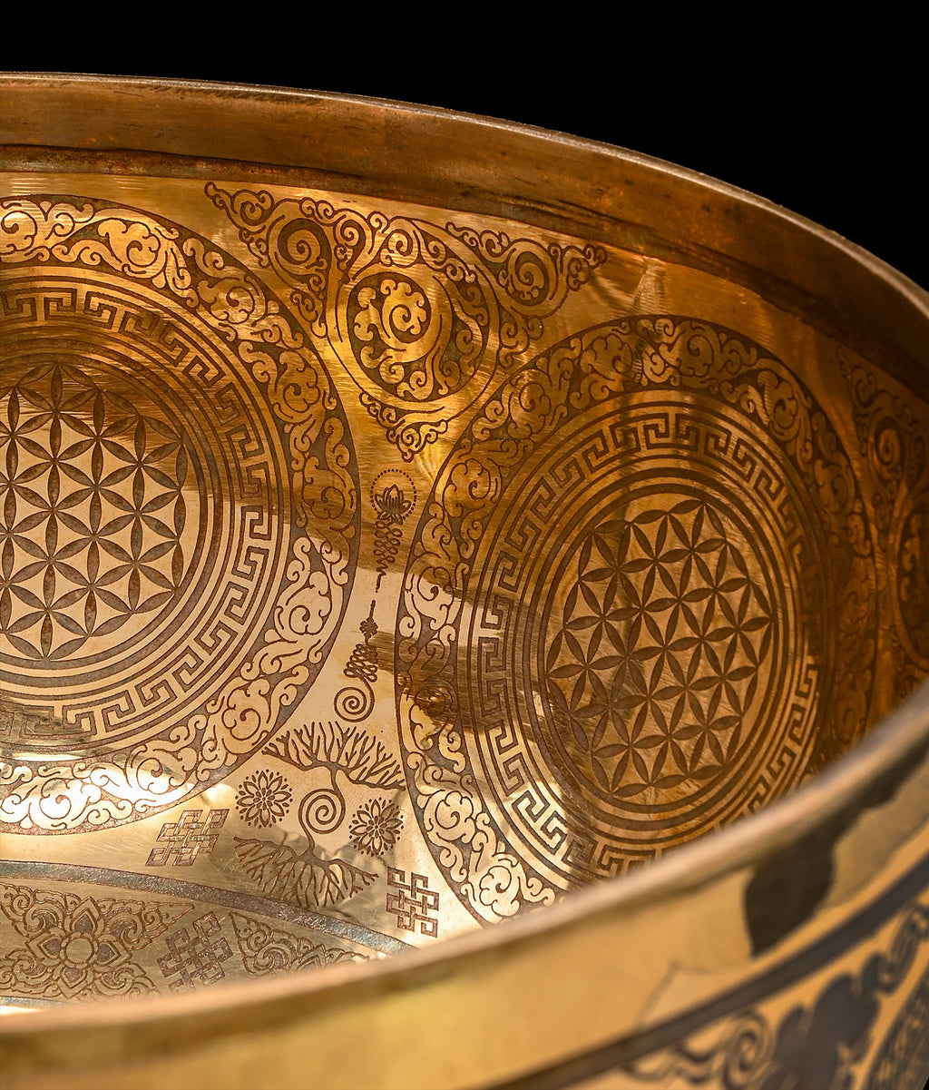 New Etched Jambati Tree of Life Jambati Singing Bowl F2 86Hz 11" N16224 | Tibetan Singing Bowl | Wiccan Center