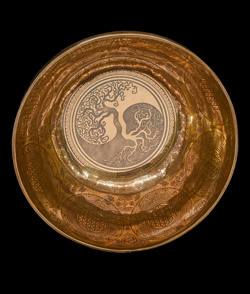 New Etched Jambati Tree of Life Jambati Singing Bowl F2 86Hz 11" N16224 | Tibetan Singing Bowl | Wiccan Center