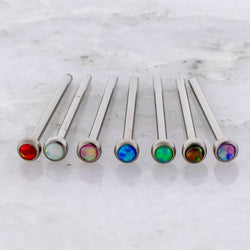 Steel Bezel Set Opal Nose Pin | Body Jewelry | Wiccan Center
