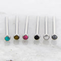 Steel Bezel Set Natural Stone Cabochon Nose Pins | Body Jewelry | Wiccan Center